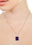 1/5 ct. t.w. Diamond and 5.74 ct. t.w. Amethyst Pendant Necklace in 14K Yellow Gold