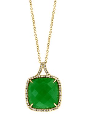 Effy 1/4 Ct. T.w. Diamond Jade Green Pendant Necklace In 14K Yellow Gold