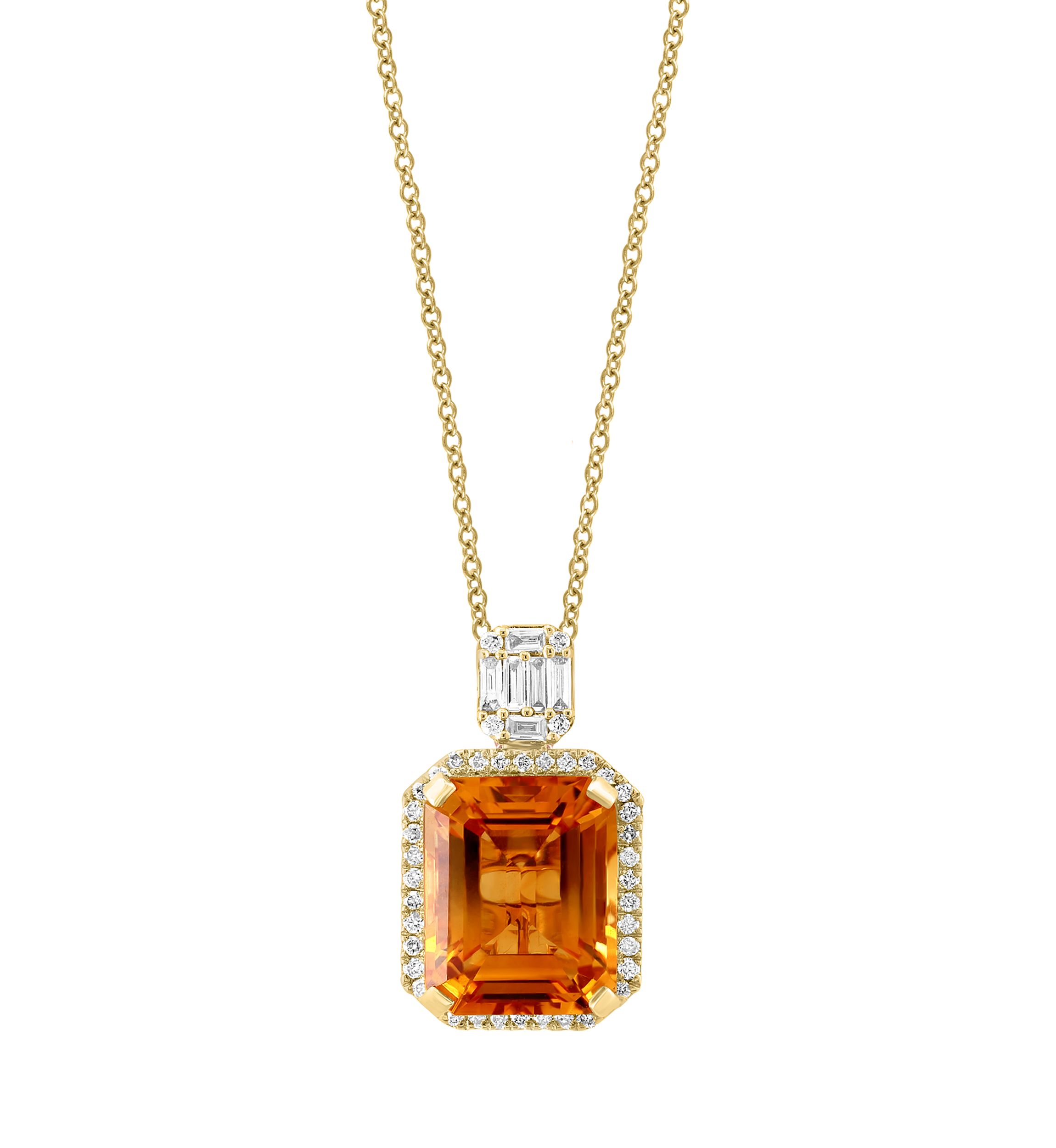 1/4 ct. t.w. Diamond and Citrine Pendant Necklace in 14K Yellow Gold