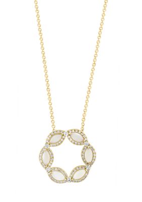 Effy 14K Yellow Gold Diamond And Opal Pendant Necklace