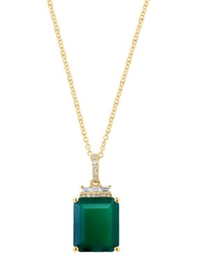 Effy Diamond And Green Onyx Pendant Necklace In 14K Yellow Gold