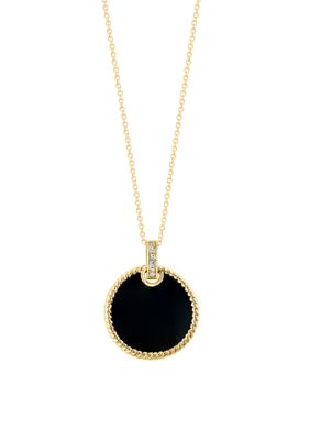 Effy Diamond And Onyx Pendant Necklace In 14K Yellow Gold