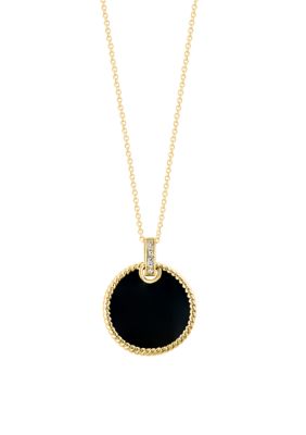 Effy® Diamond and Onyx Pendant Necklace in 14K Yellow Gold