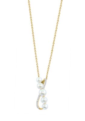 Effy 14K Yellow Gold Diamond Fresh Water Pearl Pendant, 18 in