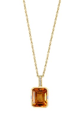 Effy Diamond And Citrine Pendant Necklace In 14K Yellow Gold