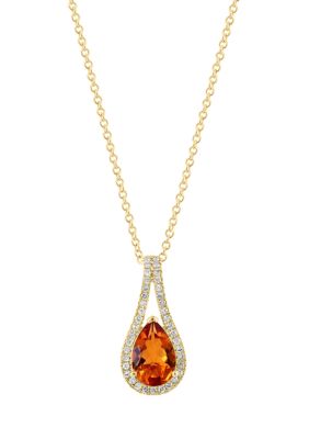 Effy Diamond And Citrine Pendant Necklace In 14K Yellow Gold
