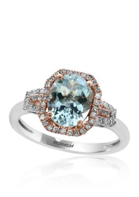 Effy Aquamarine & Diamond Ring in 14K White & Rose Gold -  5400451HRD0I237DQ