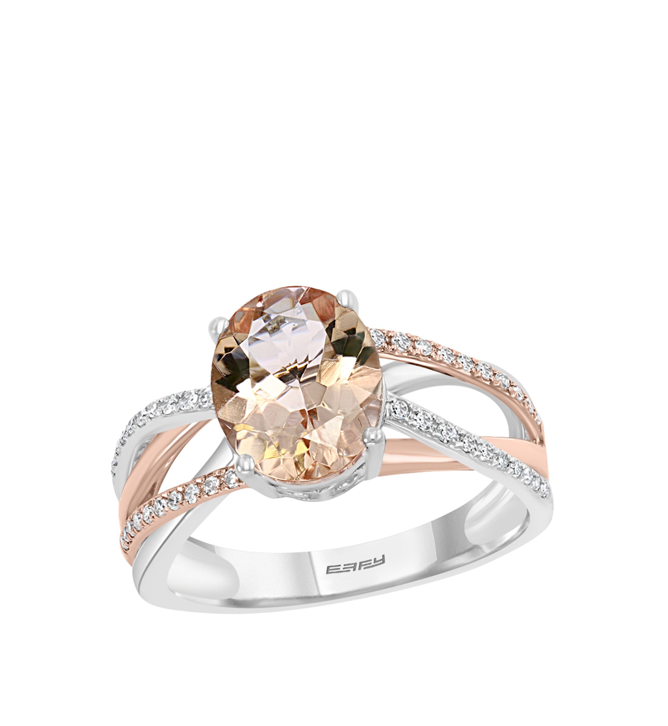 1/6 ct. t.w. Diamond and 2.35 ct. t.w. Morganite Ring in 14K Two Tone Gold 