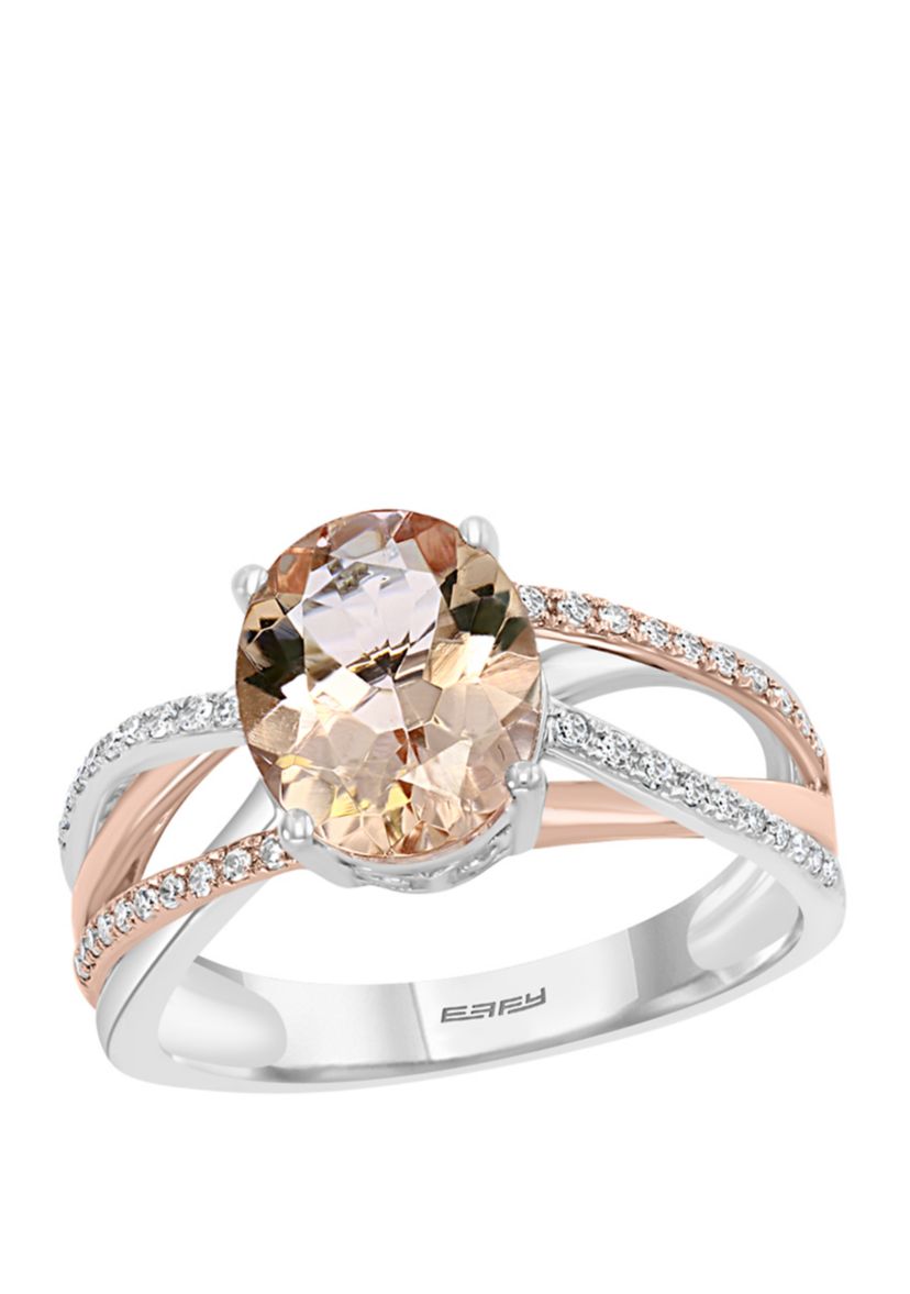 1/6 ct. t.w. Diamond and 2.35 ct. t.w. Morganite Ring in 14K Two Tone Gold 