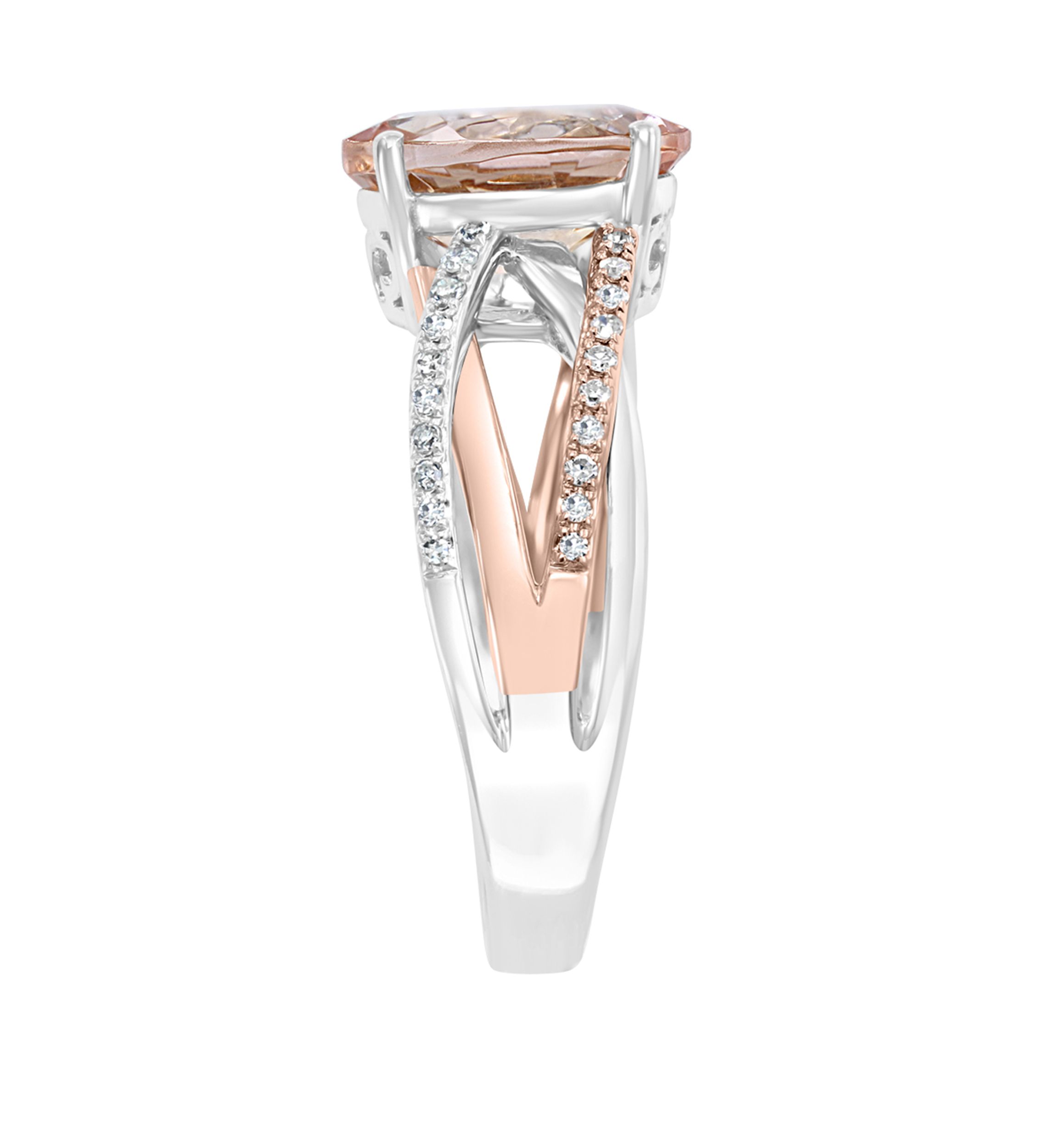 1/6 ct. t.w. Diamond and 2.35 ct. t.w. Morganite Ring in 14K Two Tone Gold 