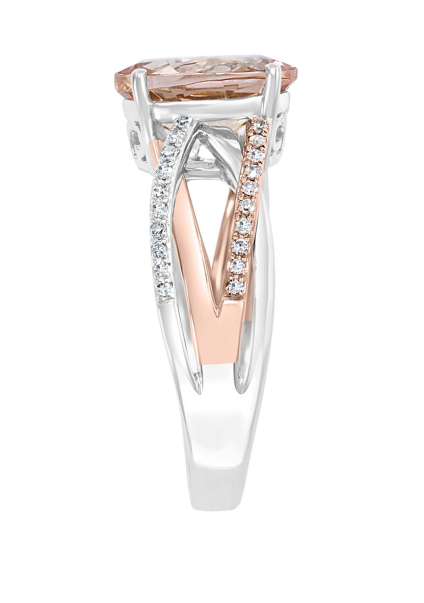 1/6 ct. t.w. Diamond and 2.35 ct. t.w. Morganite Ring in 14K Two Tone Gold 