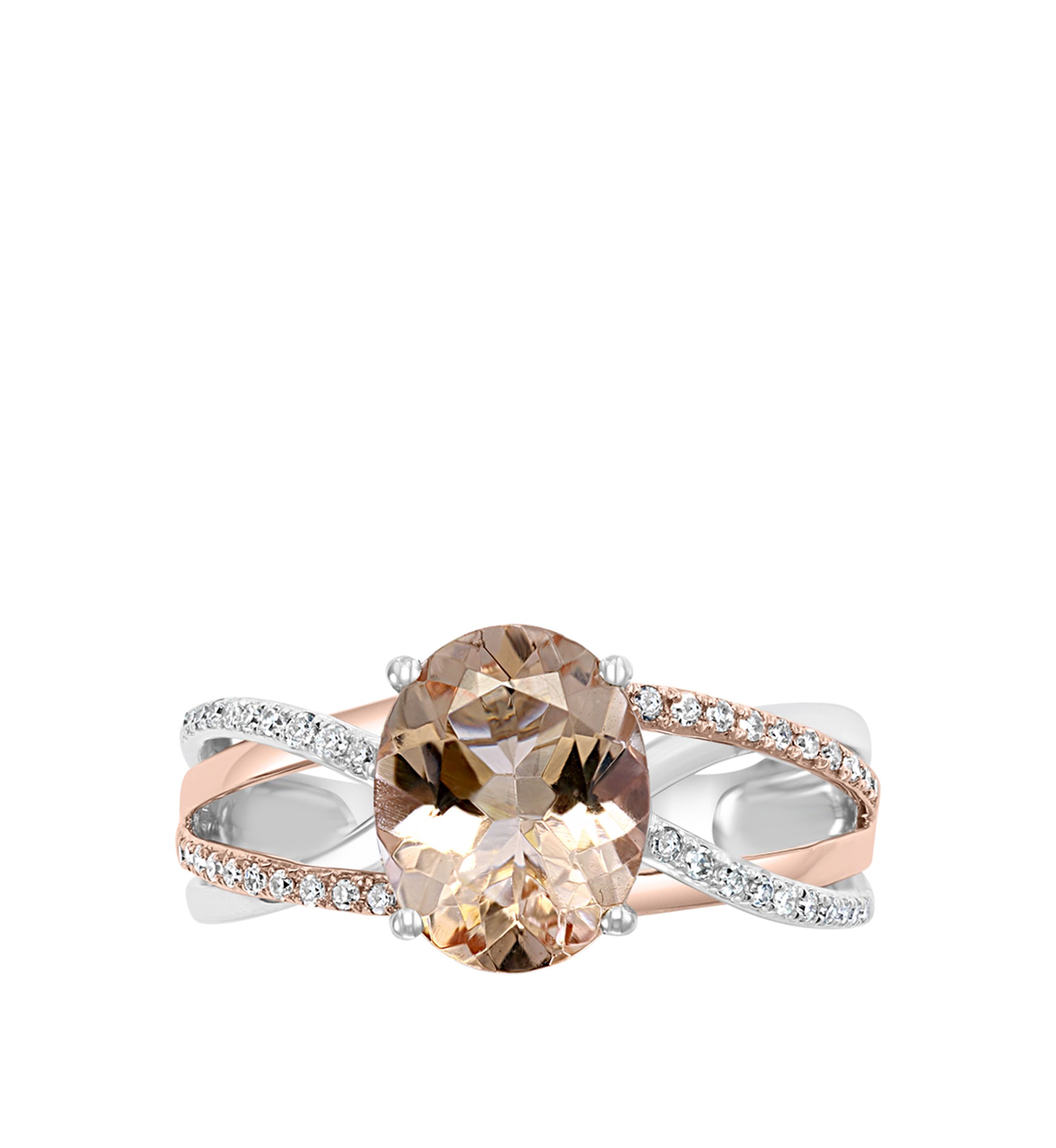 1/6 ct. t.w. Diamond and 2.35 ct. t.w. Morganite Ring in 14K Two Tone Gold 