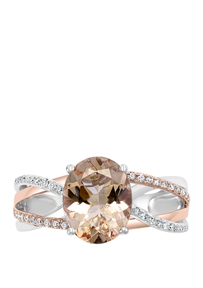 1/6 ct. t.w. Diamond and 2.35 ct. t.w. Morganite Ring in 14K Two Tone Gold 