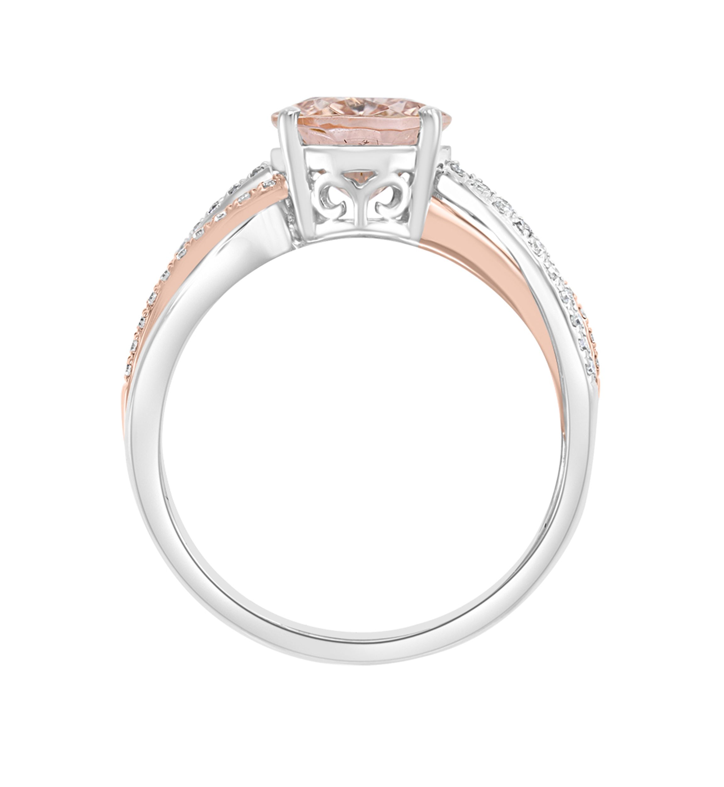 1/6 ct. t.w. Diamond and 2.35 ct. t.w. Morganite Ring in 14K Two Tone Gold 