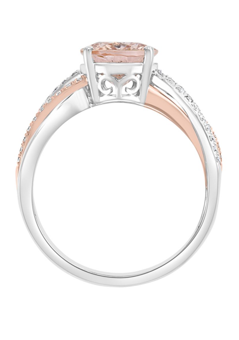 1/6 ct. t.w. Diamond and 2.35 ct. t.w. Morganite Ring in 14K Two Tone Gold 