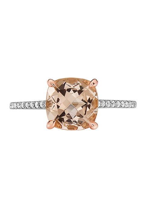 1/10 ct. t.w. Diamond and 2.1 ct. t.w. Morganite Ring in 14K Two-Tone Gold 