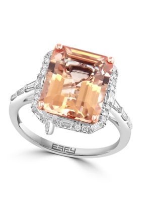 Effy Diamond and Morganite Ring in 14K Rose and White Gold