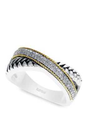 Effy 1/4 ct. t.w. Diamond Ring in 925 Sterling Silver/18k Yellow Gold -  5400451HRL0F254DD