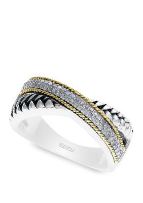 Effy 1/4 Ct. T.w. Diamond Ring In 925 Sterling Silver/18K Yellow Gold