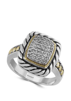 Effy 1/5 Ct. T.w. Diamond Ring In 925 Sterling Silver And 18K Yellow Gold