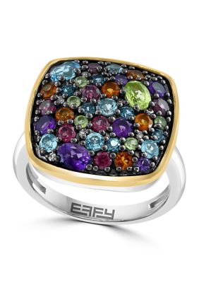 Effy Diamond, Amethyst, Blue Topaz, London Blue Topaz, Citrine, Rhodolite, Peridot Ring in Sterling Silver and 14K Yellow Gold