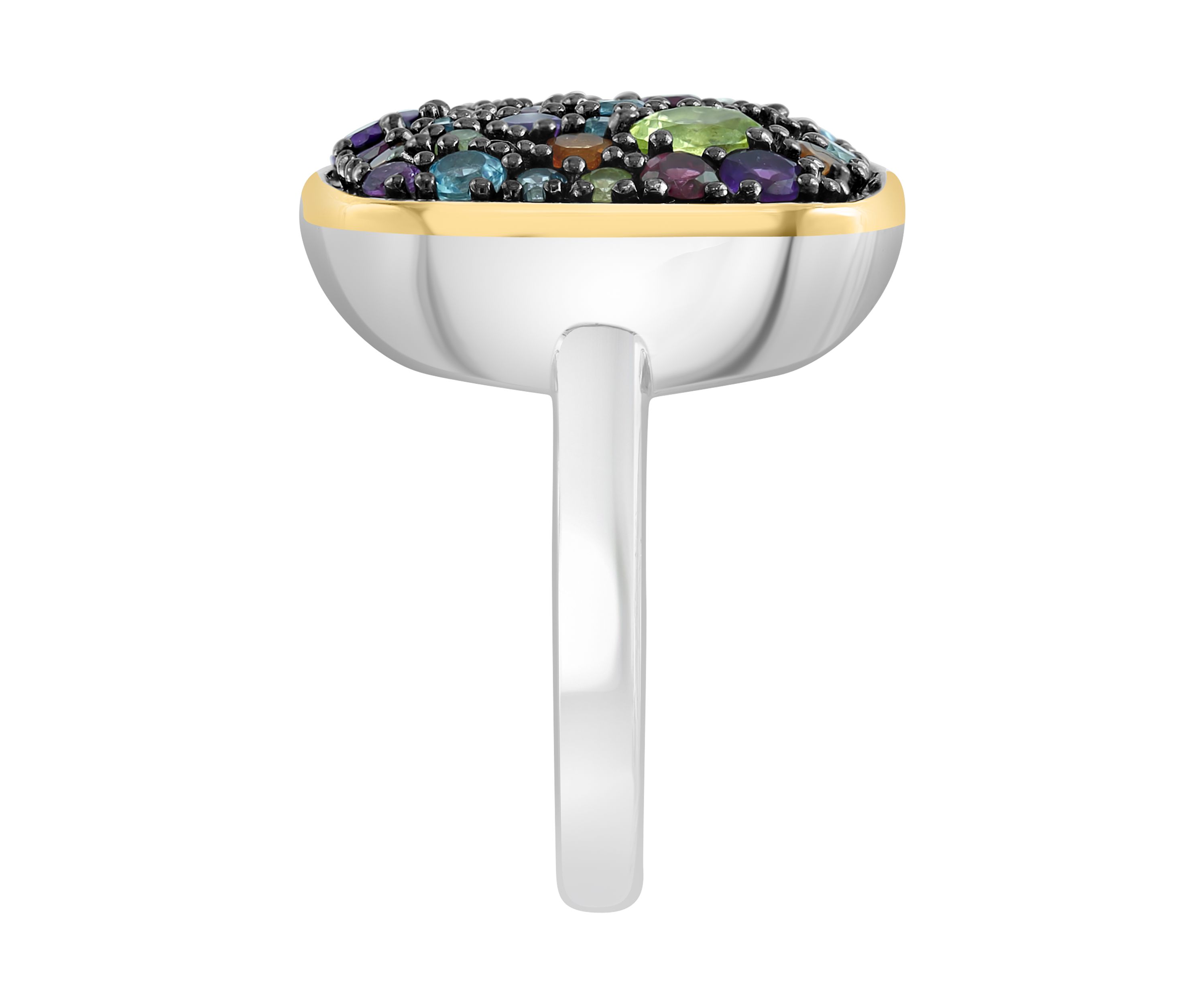 Diamond, Amethyst, Blue Topaz, London Blue Topaz, Citrine, Rhodolite, Peridot Ring in Sterling Silver and 14K Yellow Gold