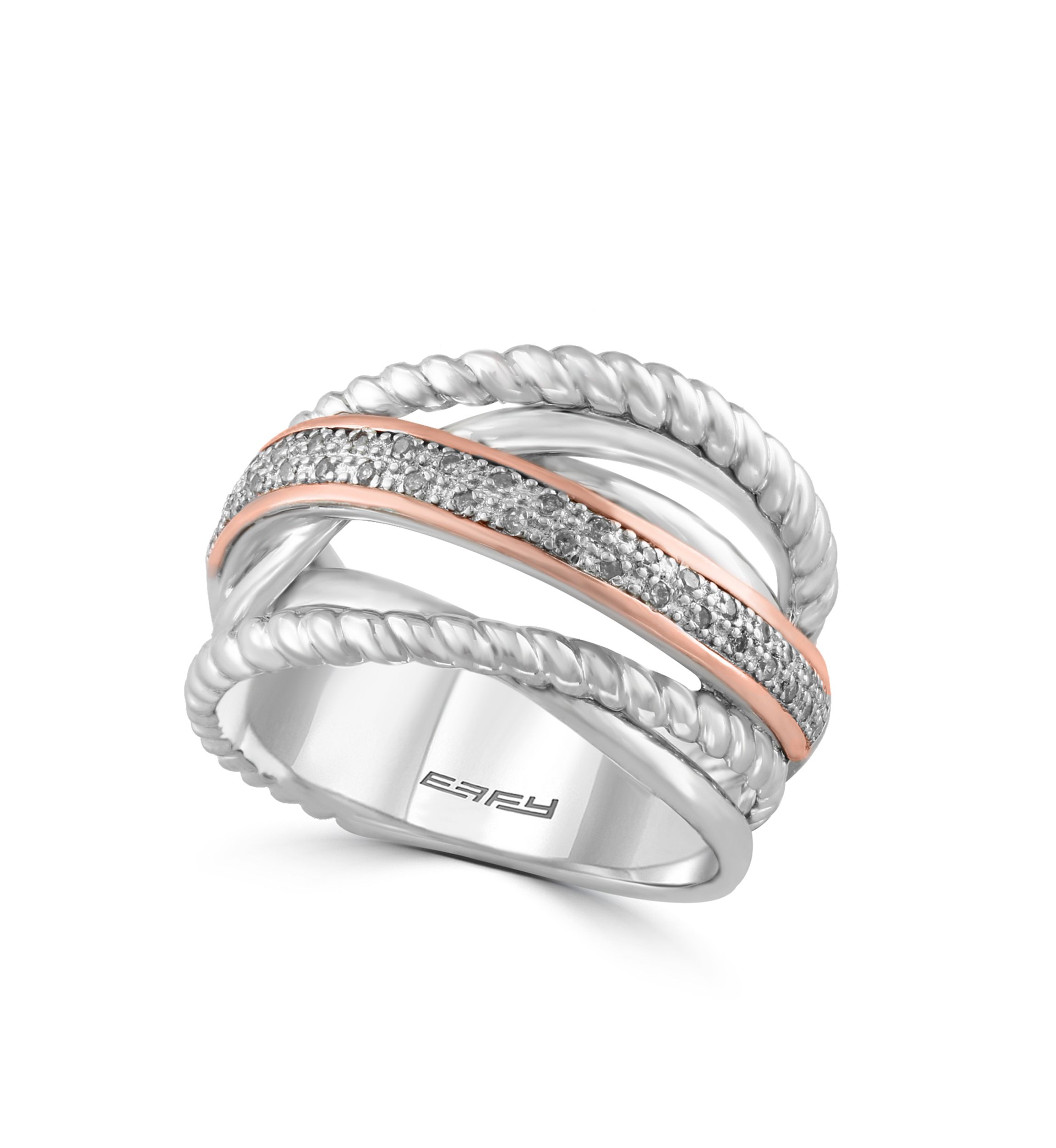 1/10 ct. t.w. Diamond Ring in Sterling Silver and 14K Rose Gold 