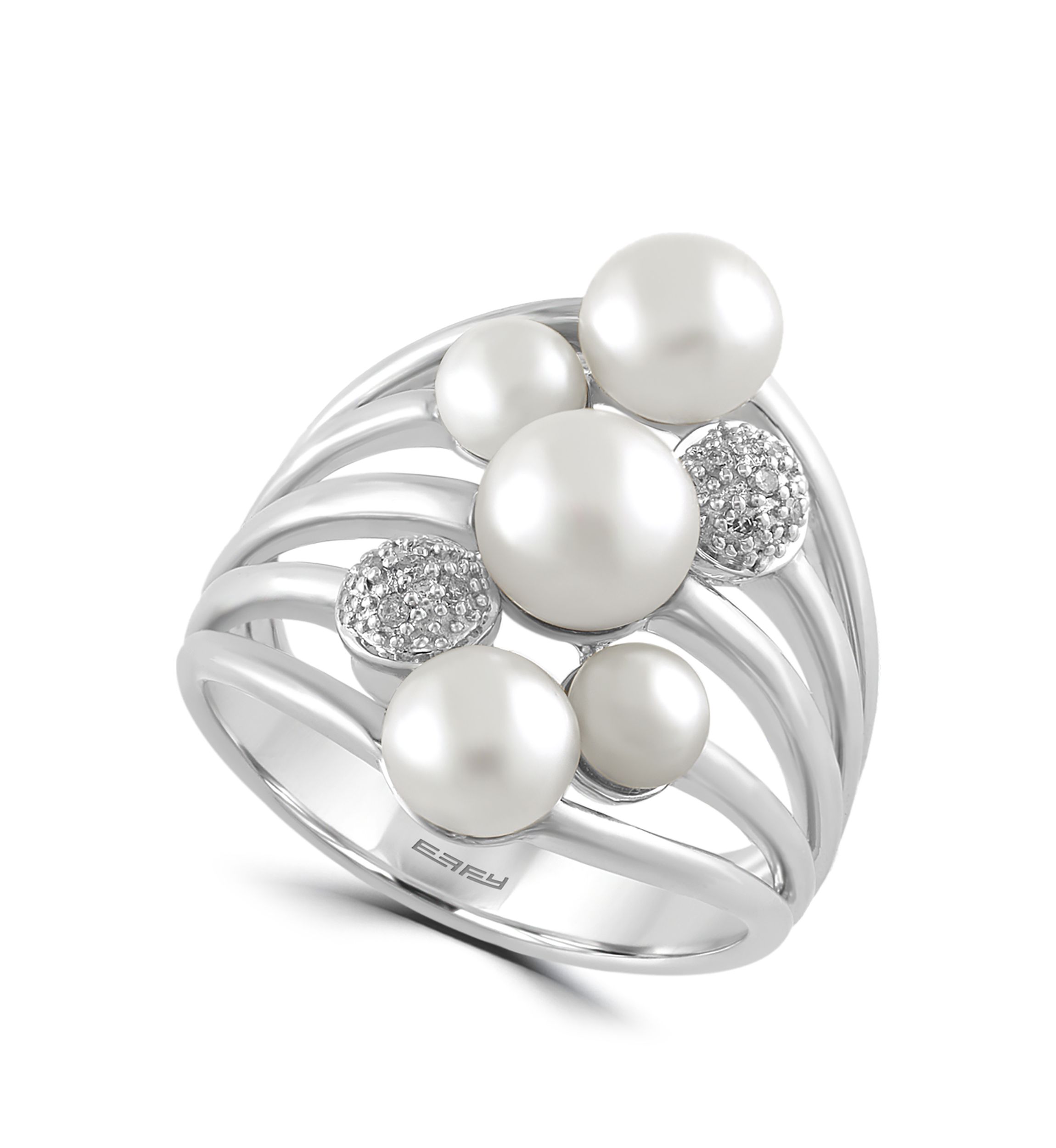 Freshwater Pearl and 1/10 ct. t.w. Diamond Ring in Sterling Silver 