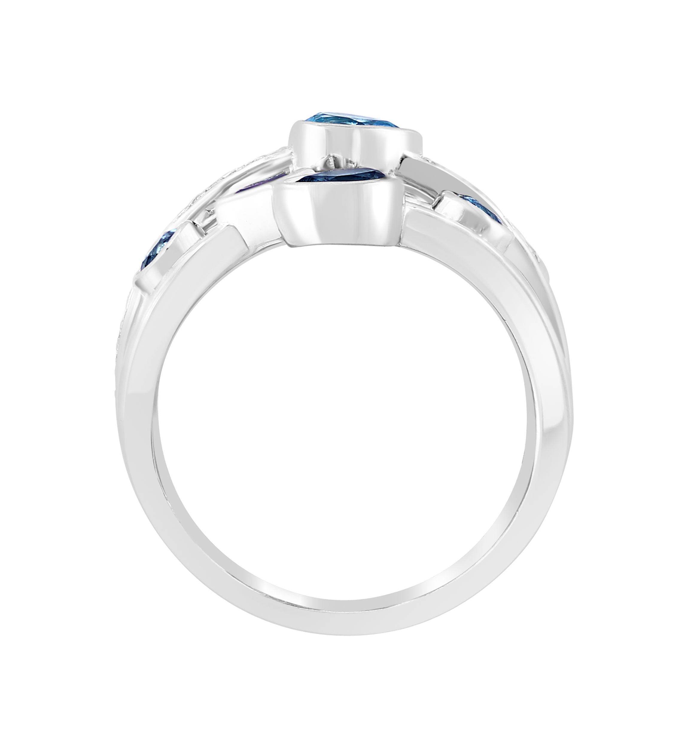 1/10 ct. t.w. Diamond, Amethyst, Blue Topaz, London Blue Topaz Ring in 925 Sterling Silver