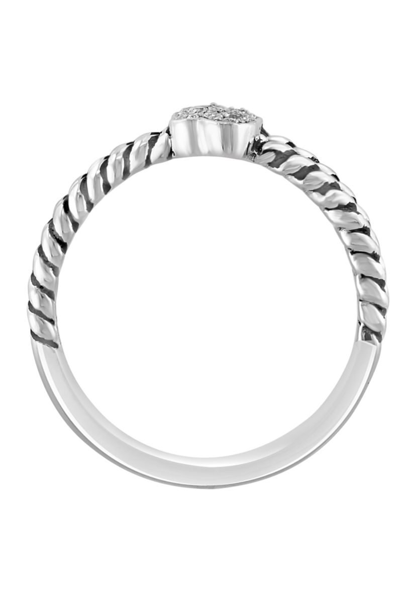 Sterling Silver Diamond Double Heart Ring