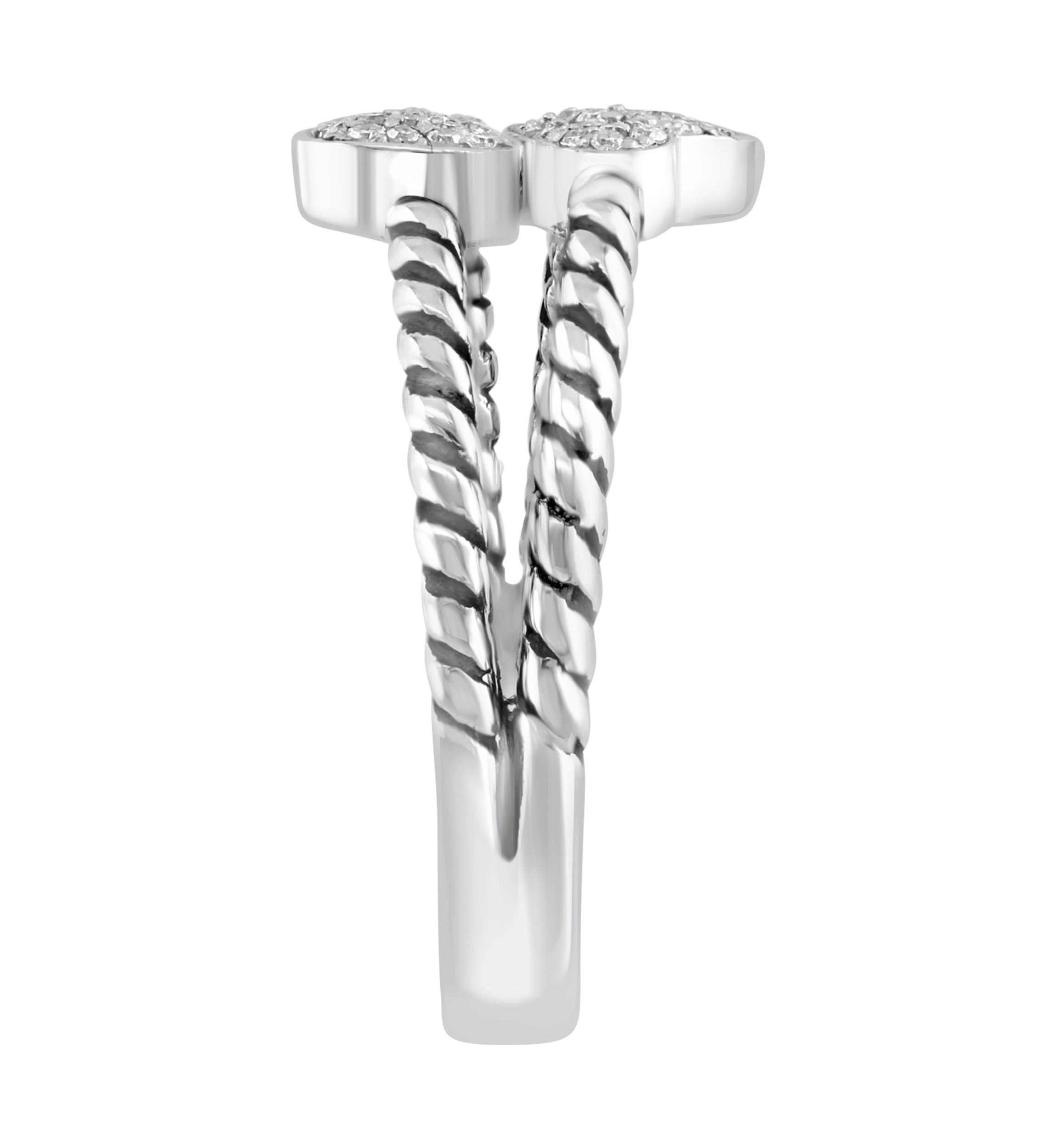 Sterling Silver Diamond Double Heart Ring