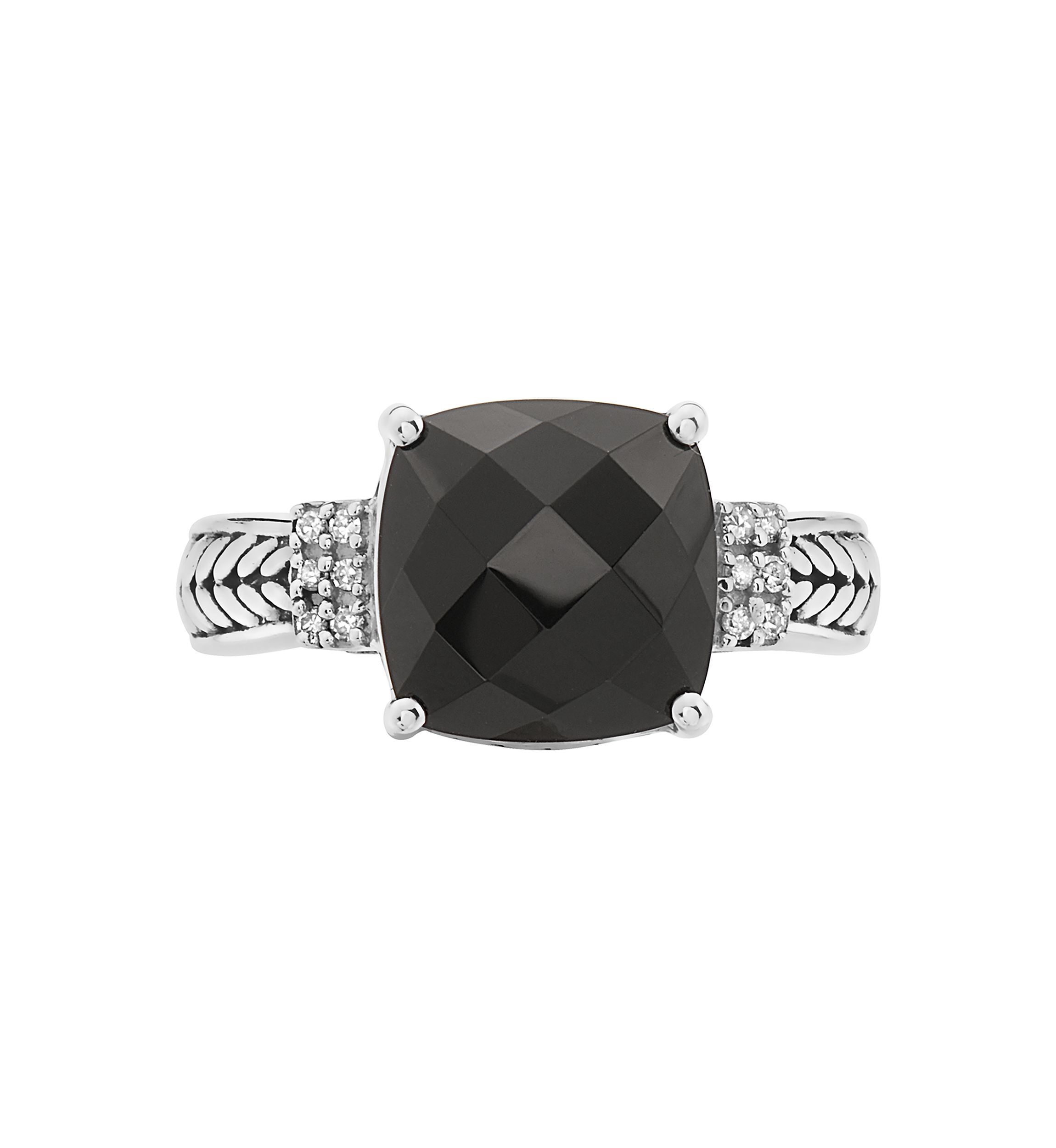 10 ct. t.w. Onyx and 1/10 ct. t.w. Diamond Ring in Sterling Silver 