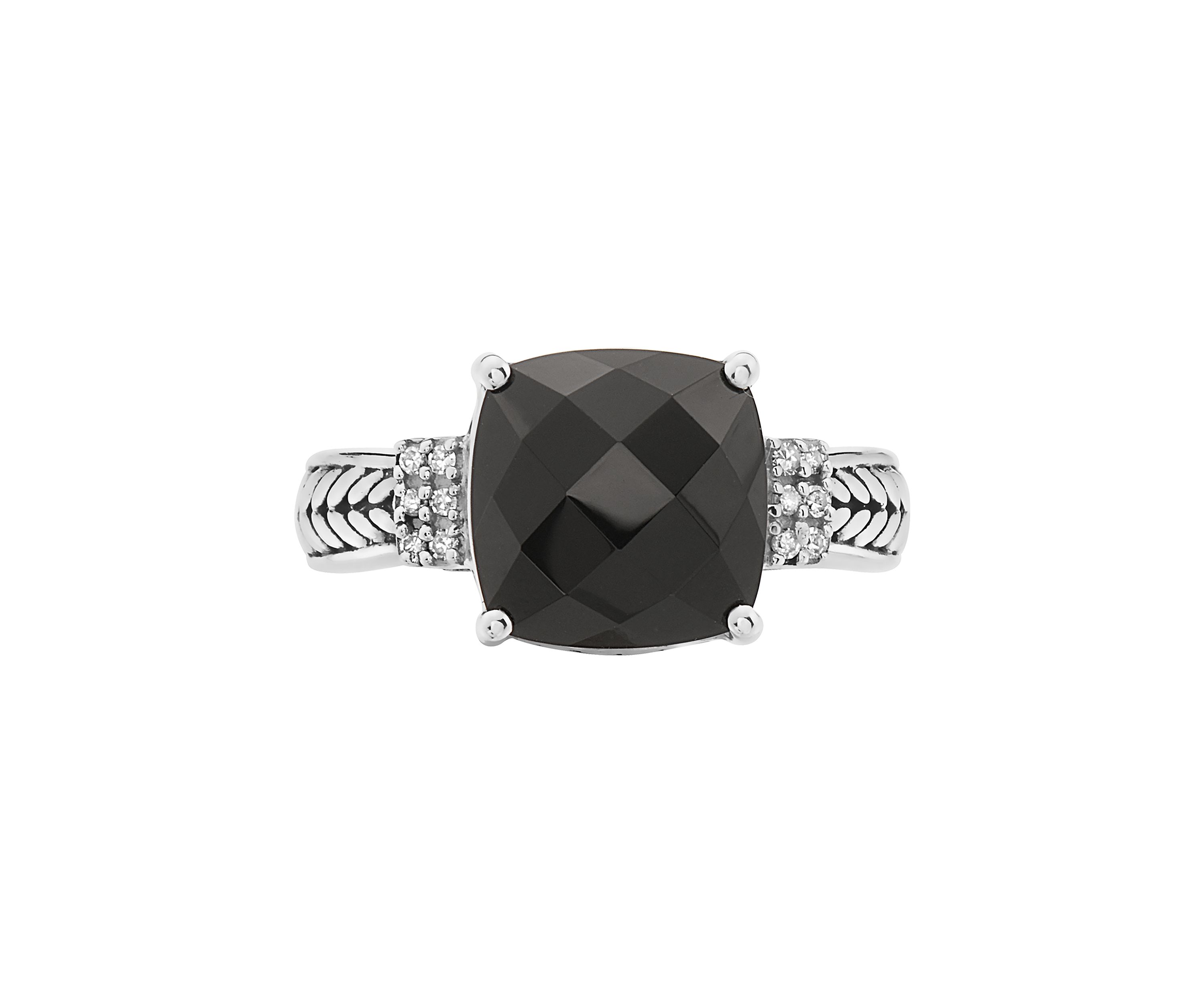 10 ct. t.w. Onyx and 1/10 ct. t.w. Diamond Ring in Sterling Silver 
