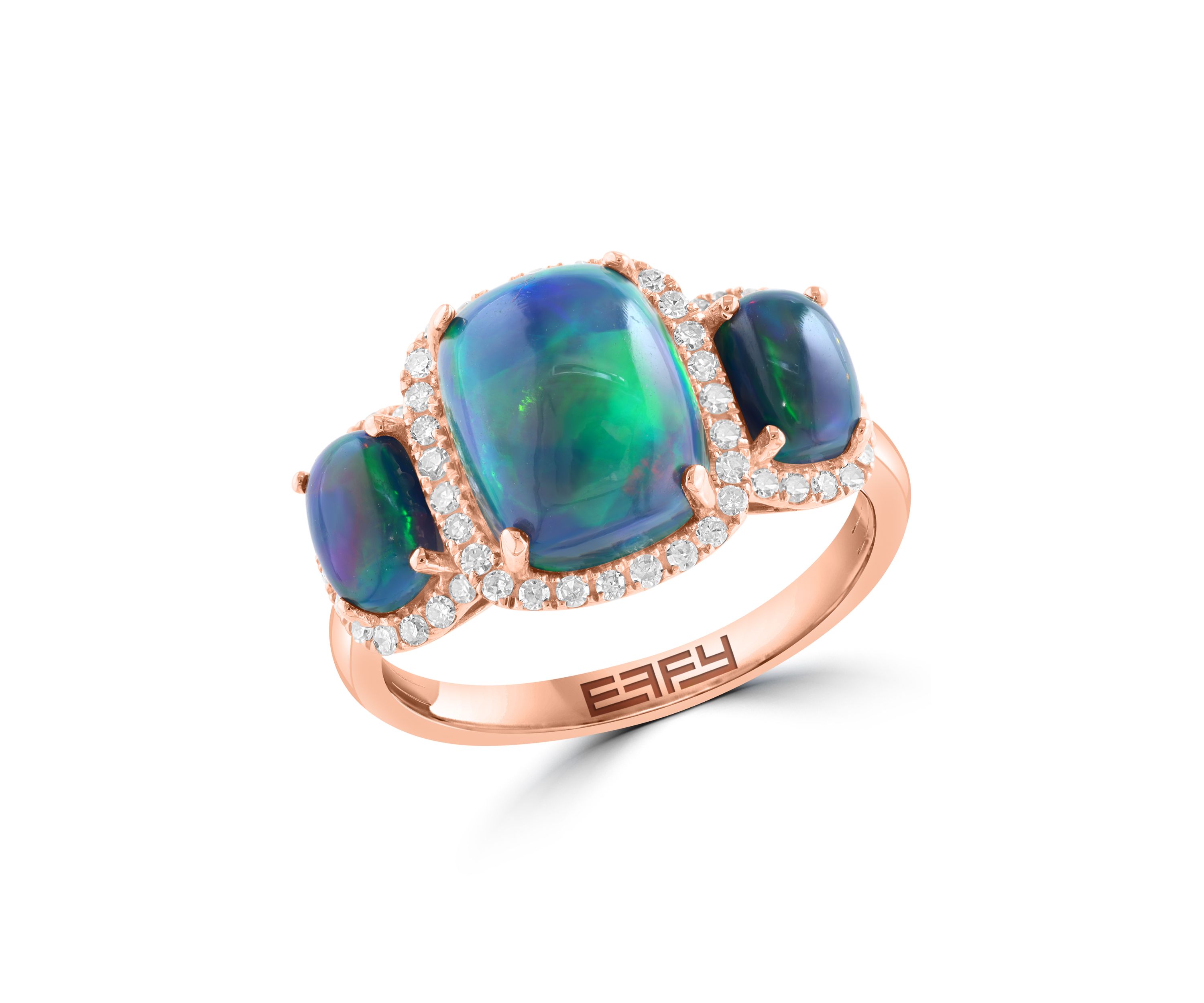 Diamond and Black Opal Ring in 14K Rose Gold