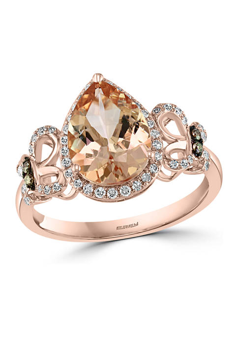 1/5 ct. t.w. Diamond and 2.15 ct. t.w. Morganite Ring in 14K Rose Gold
