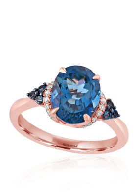 Effy® London Blue Topaz and Diamond Ring in 14k Rose Gold | belk