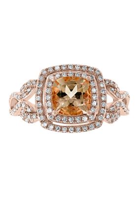 Effy 14K Rose Gold 3/8 Ct. T.w. Diamond And 1.4 Ct. T.w. Morganite Ring, 7 -  0617892540981