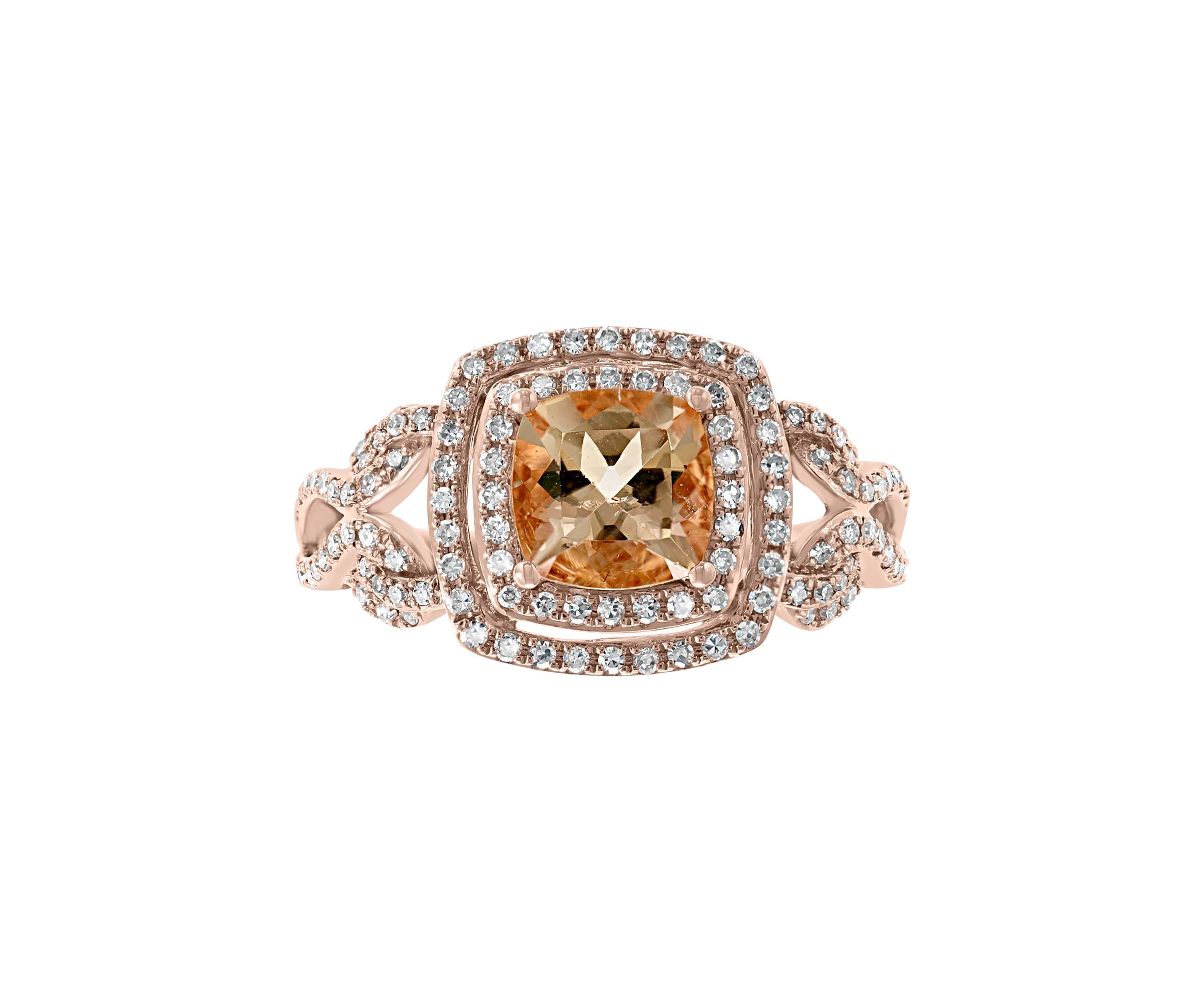  14K Rose Gold 3/8 ct. t.w.  Diamond and 1.4 ct. t.w. Morganite Ring 