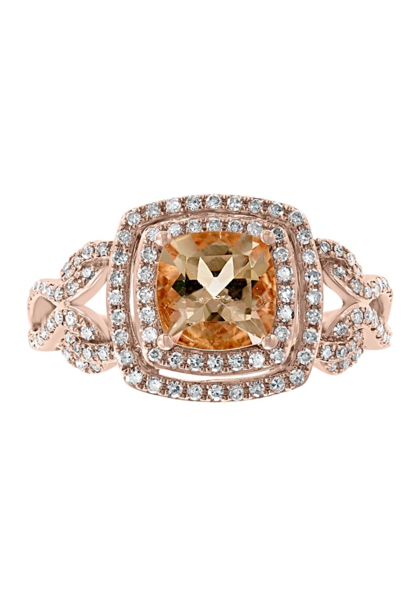  14K Rose Gold 3/8 ct. t.w.  Diamond and 1.4 ct. t.w. Morganite Ring 