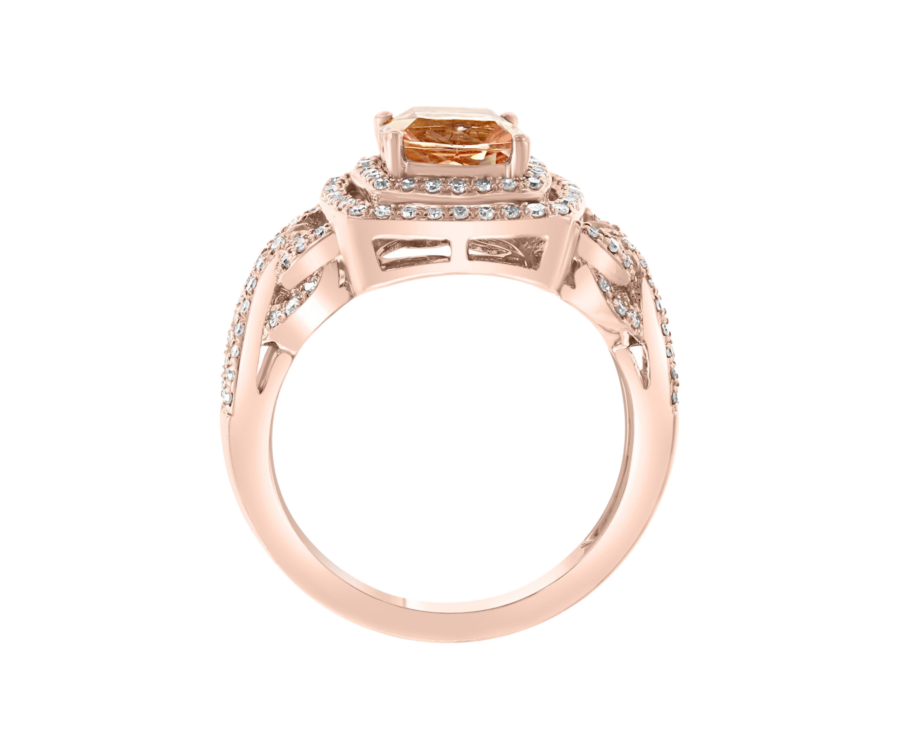  14K Rose Gold 3/8 ct. t.w.  Diamond and 1.4 ct. t.w. Morganite Ring 