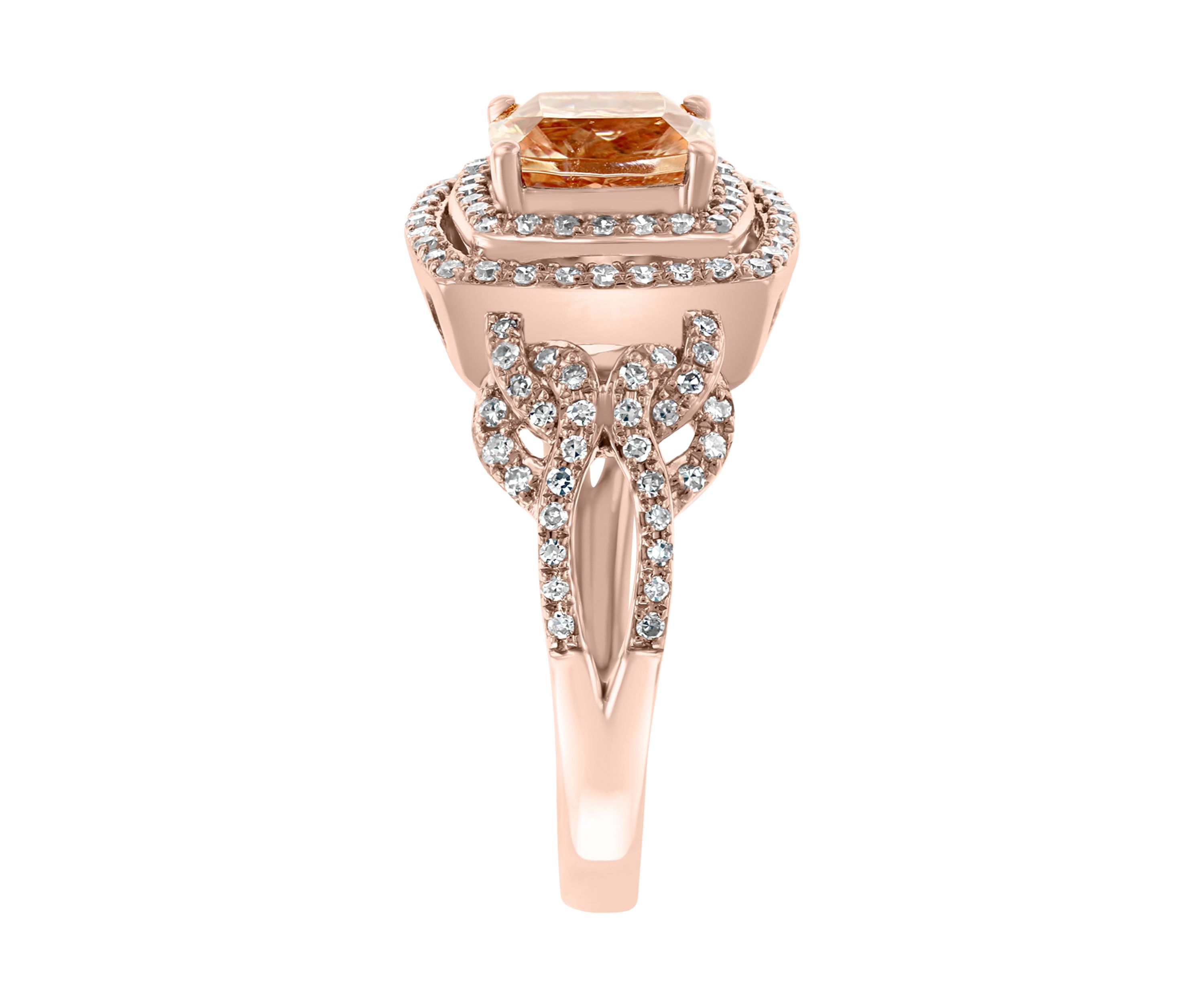  14K Rose Gold 3/8 ct. t.w.  Diamond and 1.4 ct. t.w. Morganite Ring 