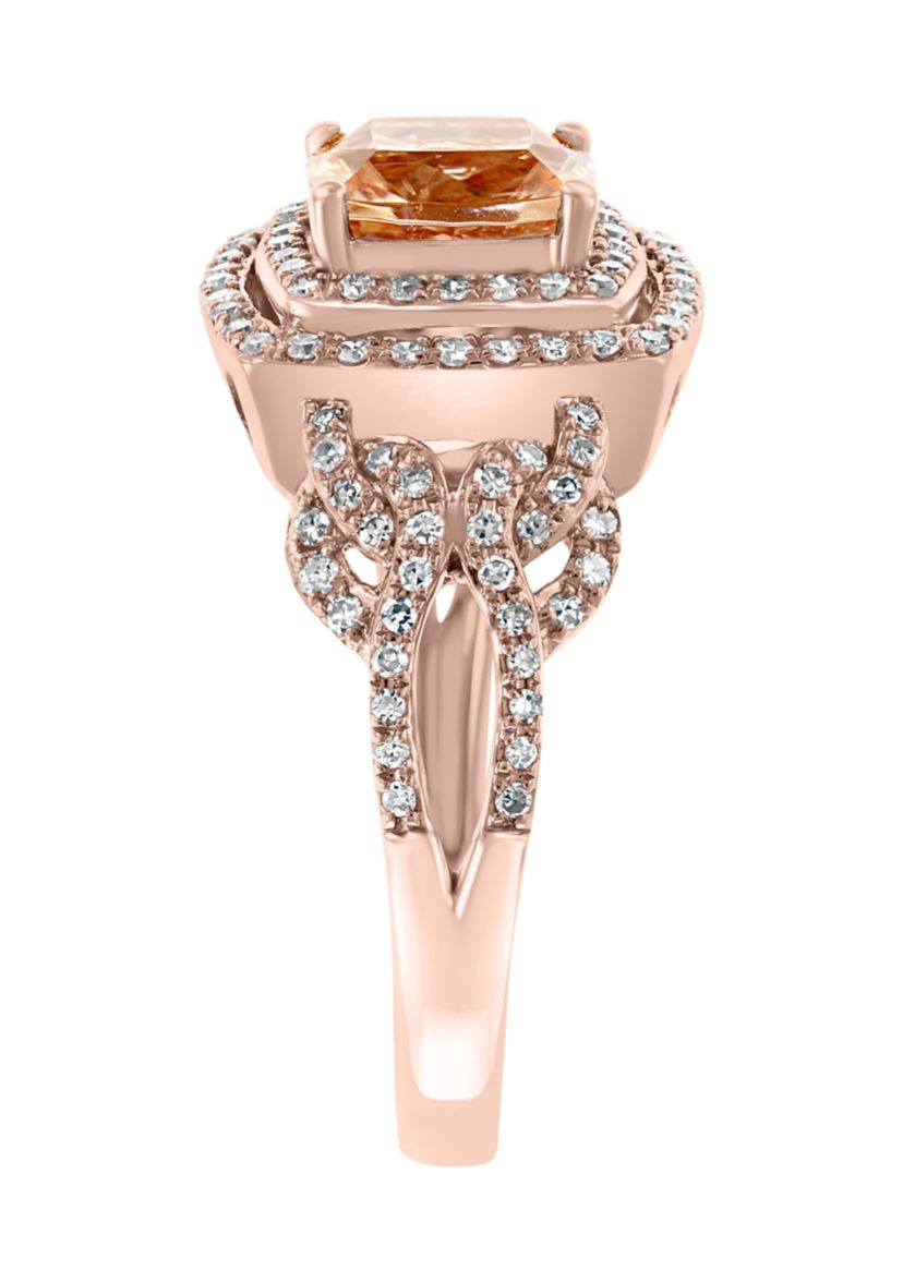  14K Rose Gold 3/8 ct. t.w.  Diamond and 1.4 ct. t.w. Morganite Ring 