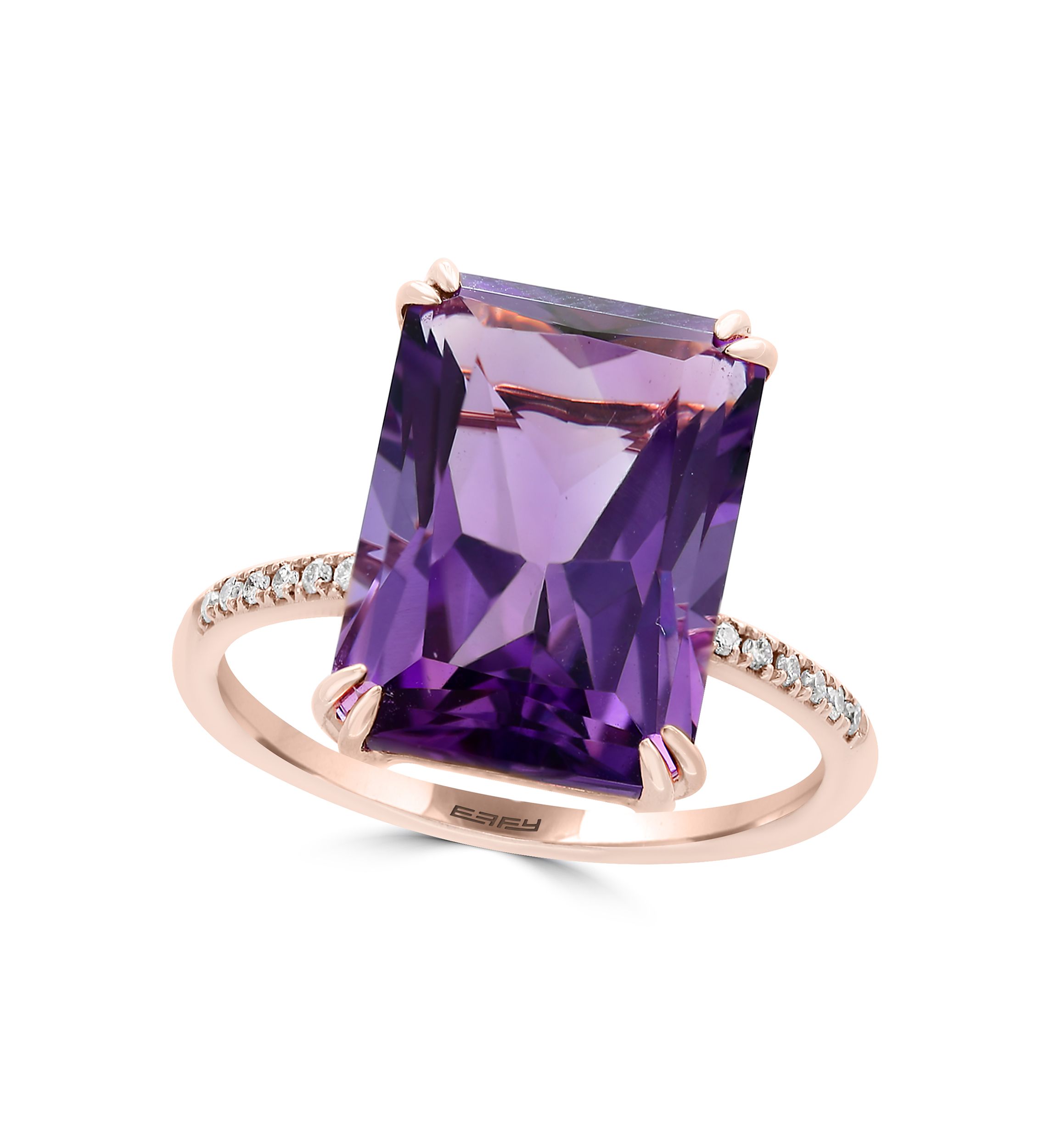1/10 ct. t.w. Diamond and 7.2 ct. t.w. Amethyst Ring in 14K Rose Gold
