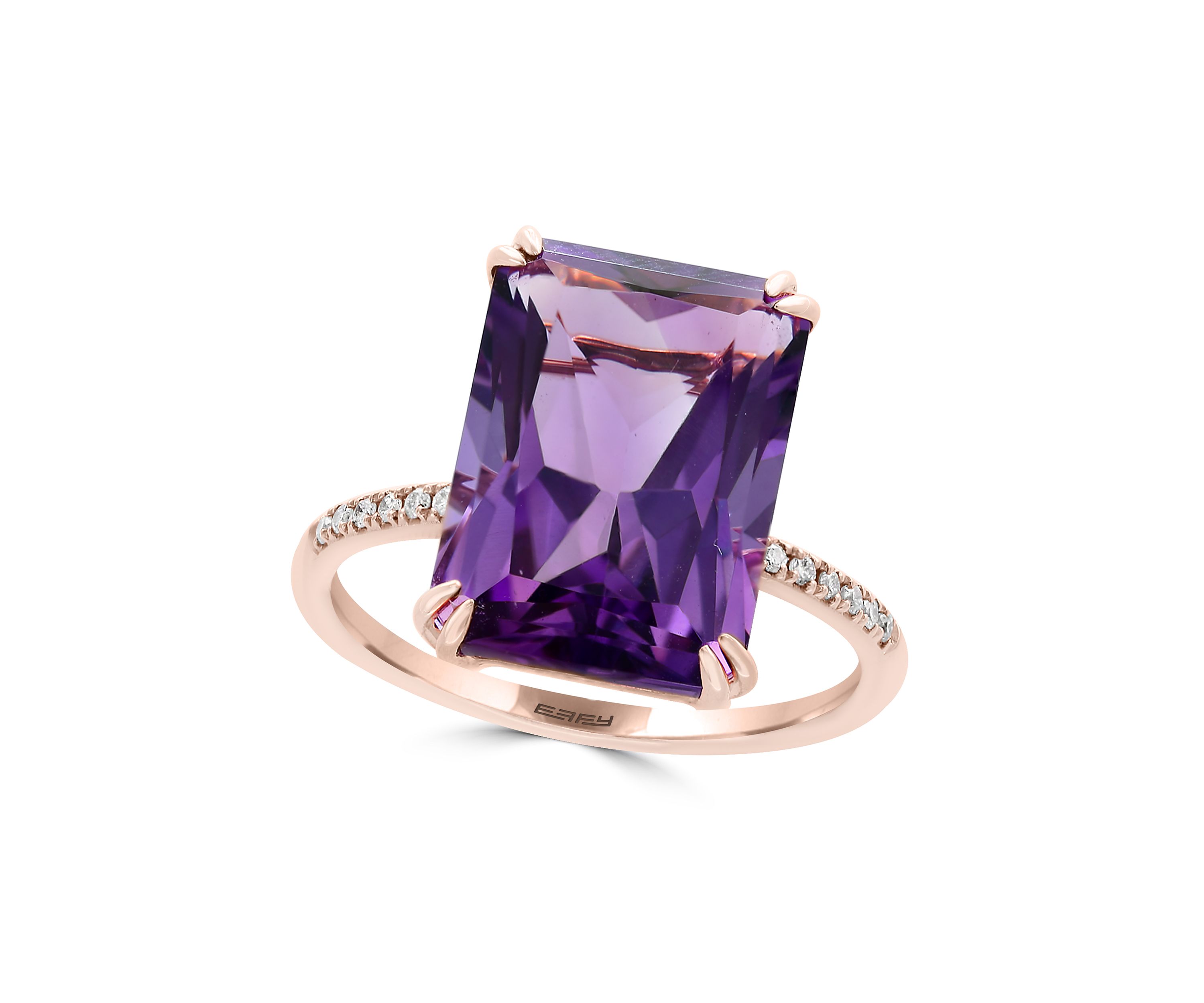 1/10 ct. t.w. Diamond and 7.2 ct. t.w. Amethyst Ring in 14K Rose Gold