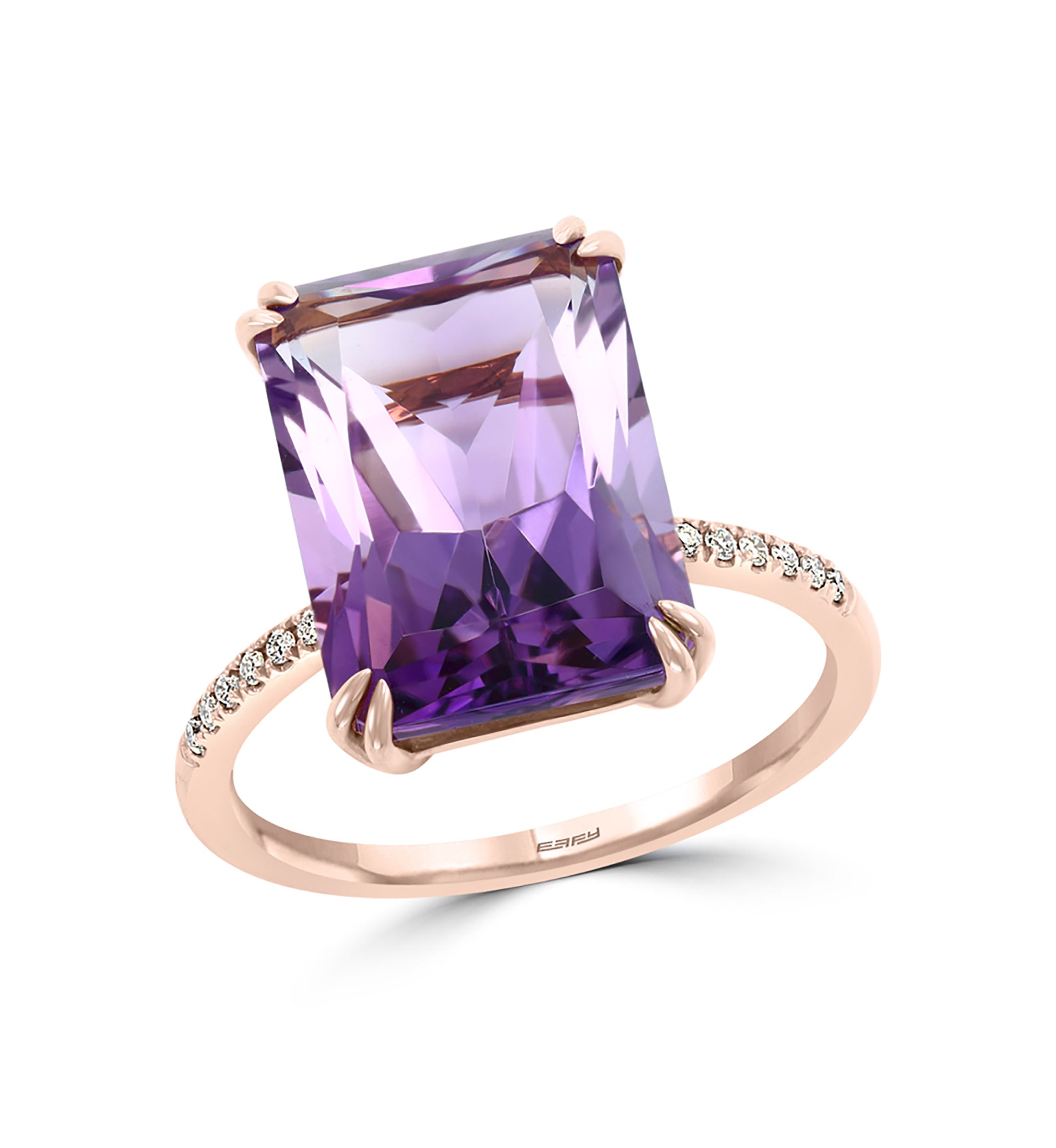 1/10 ct. t.w. Diamond and 7.2 ct. t.w. Amethyst Ring in 14K Rose Gold
