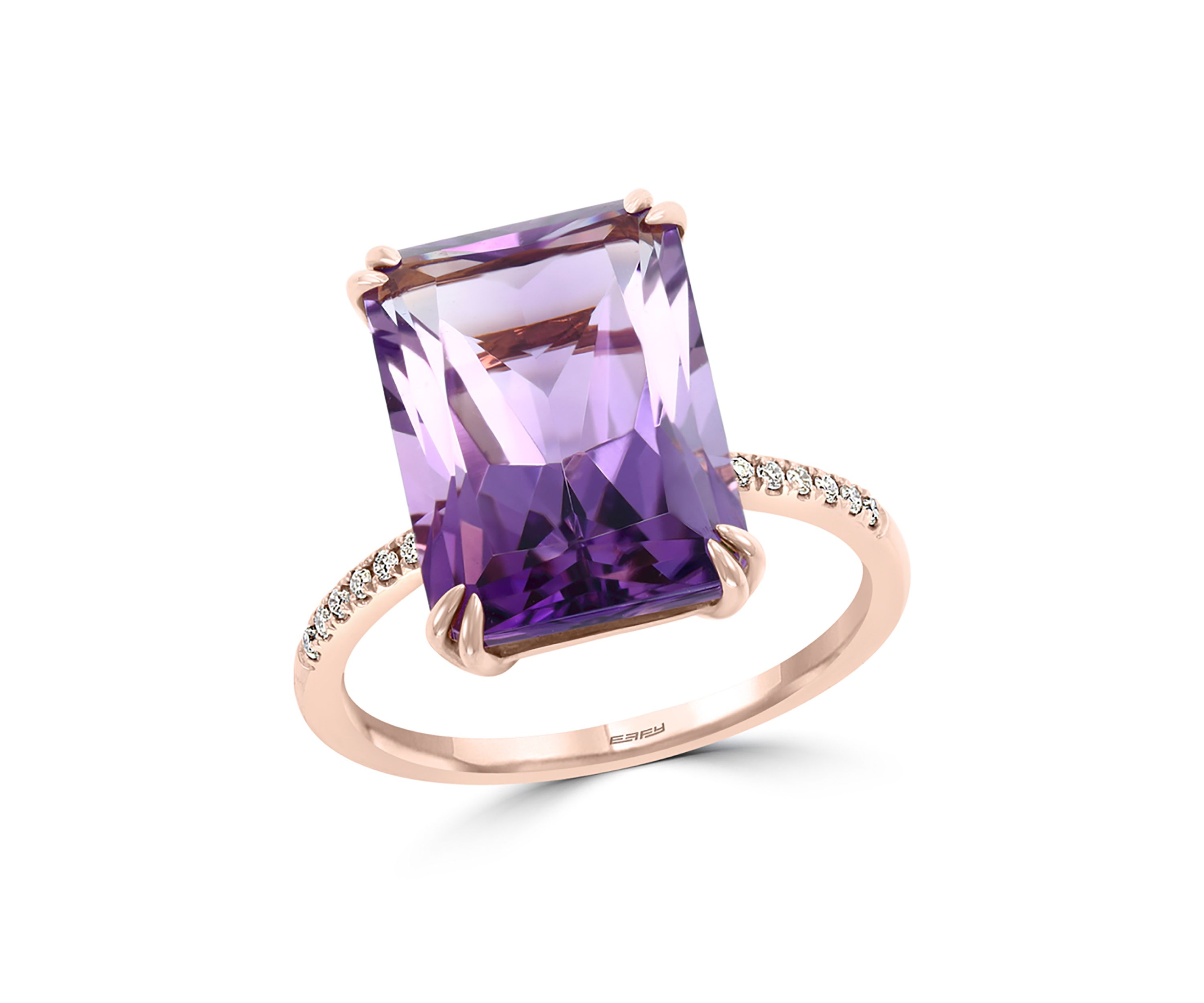 1/10 ct. t.w. Diamond and 7.2 ct. t.w. Amethyst Ring in 14K Rose Gold