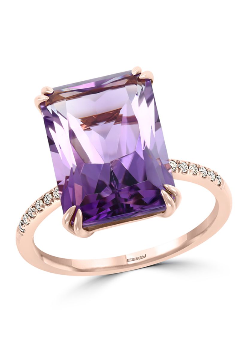 1/10 ct. t.w. Diamond and 7.2 ct. t.w. Amethyst Ring in 14K Rose Gold