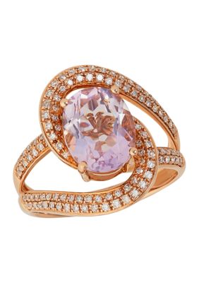 Effy 1/2 Ct. T.w. Diamond And 2.7 Ct. T.w. Pink Amethyst Ring In 14K Rose Gold