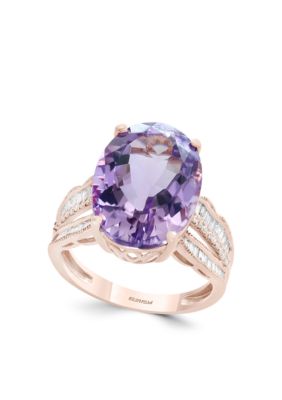 Effy 3/8 Ct. T.w. Diamond And Pink Amethyst Ring In 14K Rose Gold, 7 -  0617892656620