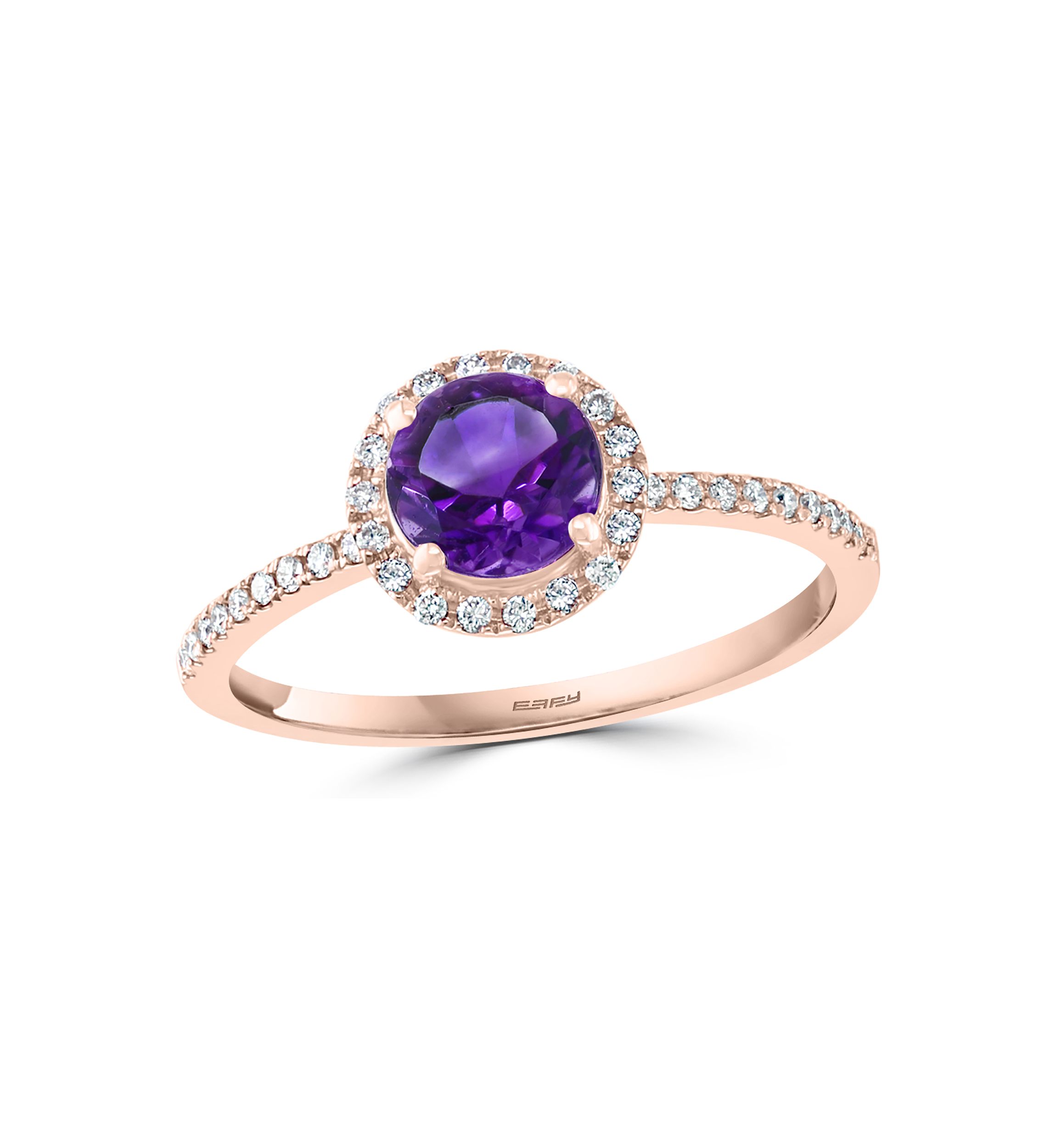 1/6 ct. t.w. Diamond and 3/4 ct. t.w. Amethyst Ring in 14K Rose Gold 